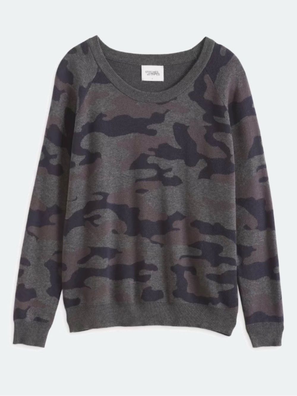 Women's Camouflage Crewneck Sweater - Gray
